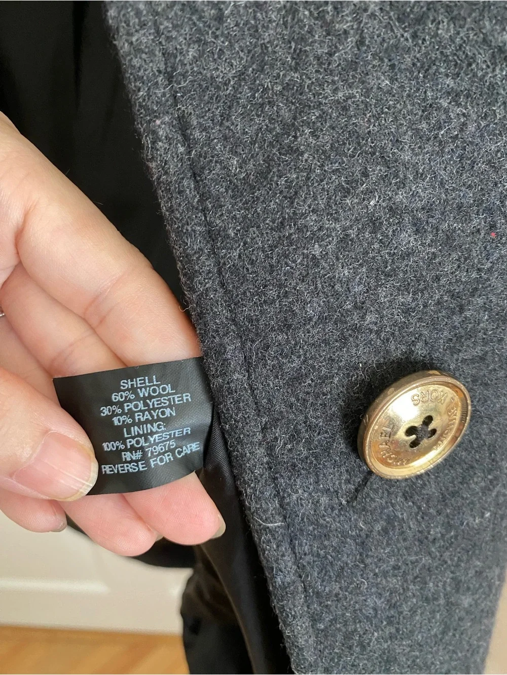 MICHAEL Michael Kors Charcoal Gray Wool-Blend Peacoat – Size M